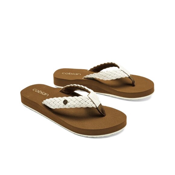 Cobian Women's Braided Bounce Synthetic Leather Casual Sandals - White - Picture 3 of 5